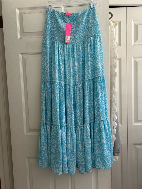 Lilly Pulitzer Dresses & Skirts - Lilly Pulitzer Aqua Printed Tiered Maxi Skirt